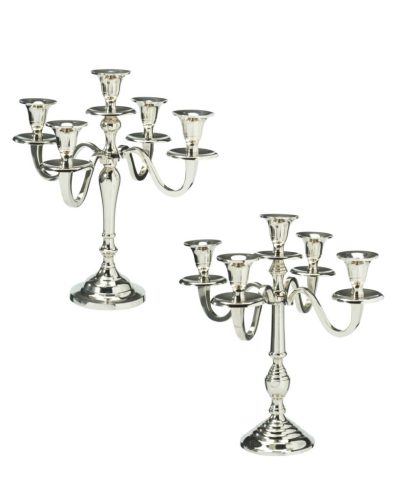 Gyertyatartó alu 5 ágú ezüst M30cm