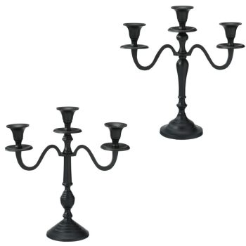 Gyertyatartó alu 3 ágú fekete 30cm