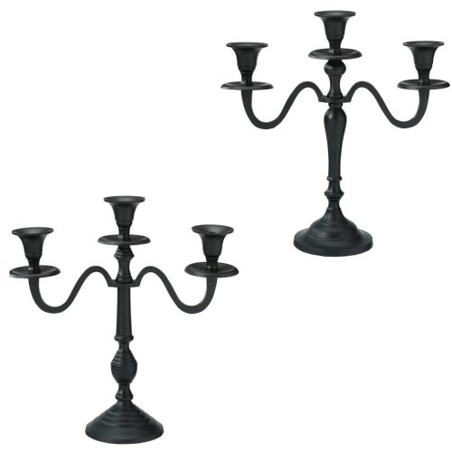 Gyertyatartó alu 3 ágú fekete 30cm