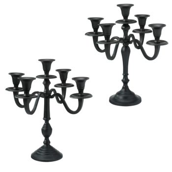 Gyertyatartó alu 5 ágú fekete 30cm