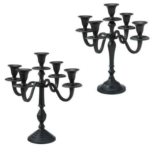 Gyertyatartó alu 5 ágú fekete 30cm