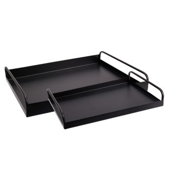 Tálca szett fém fekete 37,5-30cm 2db-os