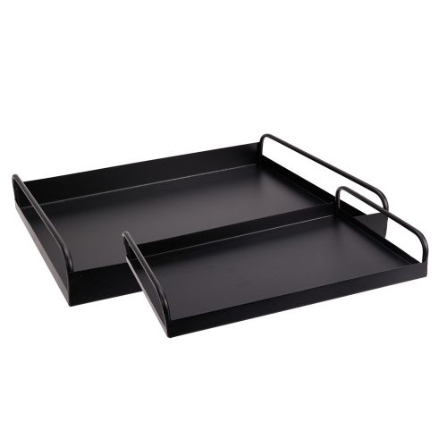 Tálca szett fém fekete 37,5-30cm 2db-os