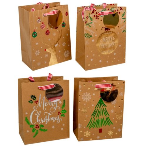 Ajándék tasak kari mintával kraft 23x18cm