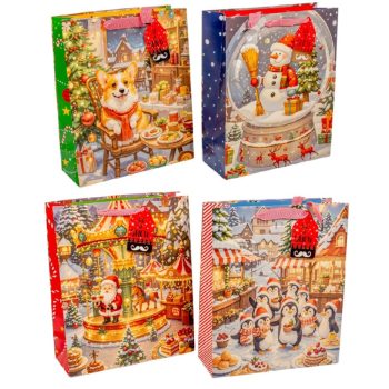 Ajándék tasak kari mintával 32x26cm