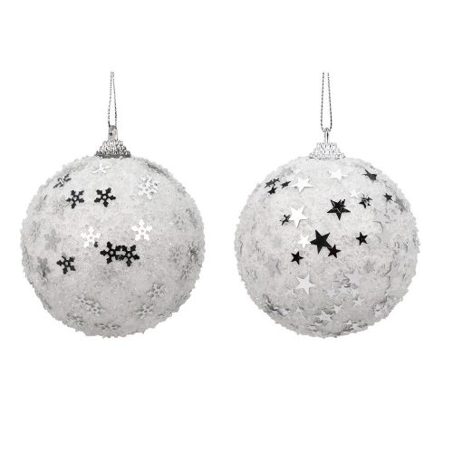 Glitteres gyöngyös gömb 8cm