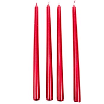 Metál szálas gyertya piros 30cm 4db/csom (db ár)