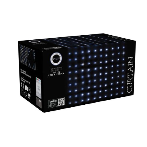 Függöny 400 LED-es show light effekt adapteres  2x2m hideg