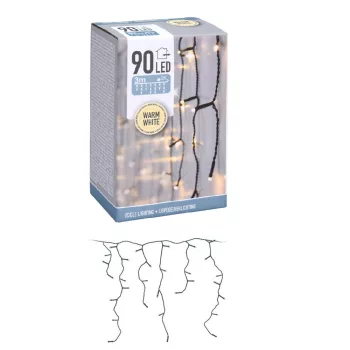 Jégcsap 90 LED-es adapteres meleg 3m