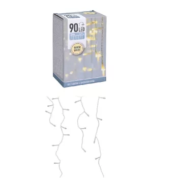 Jégcsap 90 LED-es transzparens adapteres meleg 3m