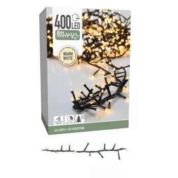   Sűrű fényfüzér 400 LED-es időzítős programos adapterrel meleg