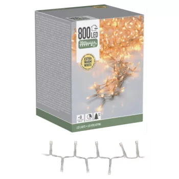   Sűrű fényfüzér 800 LED-es időzítős programos adapters extra meleg 16m
