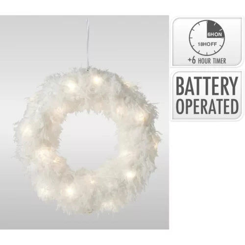 Koszorú szőrös LED-es időzítős elemes (elem nélkül) D31cm