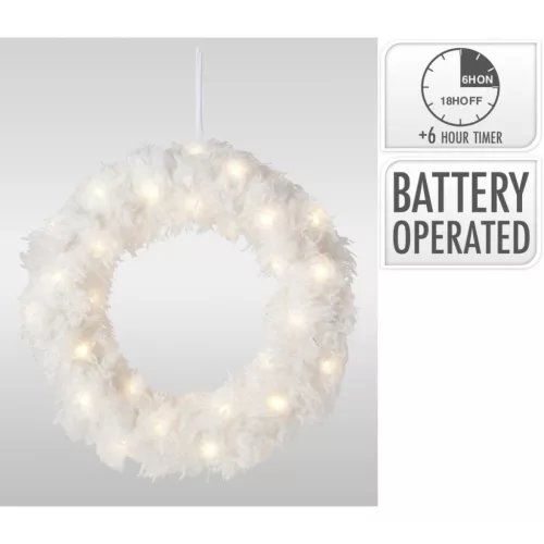 Koszorú szőrös LED-es időzítős elemes (elem nélkül) D37cm