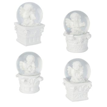 Rázógömb angyallal poly fehér M10cm