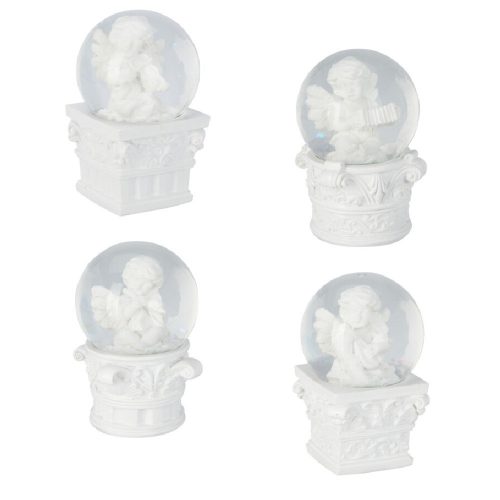 Rázógömb angyallal poly fehér M10cm