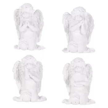 Angyal térdelő poly. Fehér M7cm