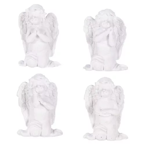 Angyal térdelő poly. Fehér M7cm