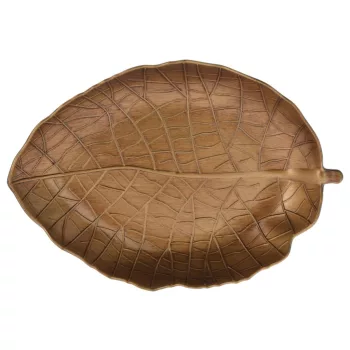 Műanyag levél alakú tányér arany D40cm