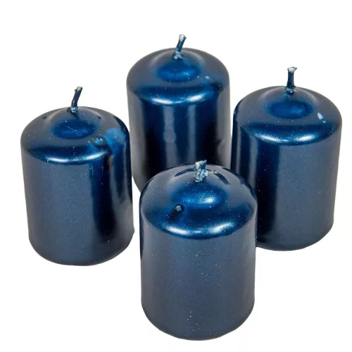 Metál adventi gyertya 40x60 mm sötétkék 12db/csom (db ár)