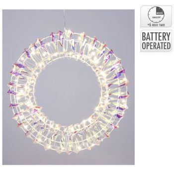 Koszorú LED-es koszorú elemes (elem nélkül) irizáló D30cm