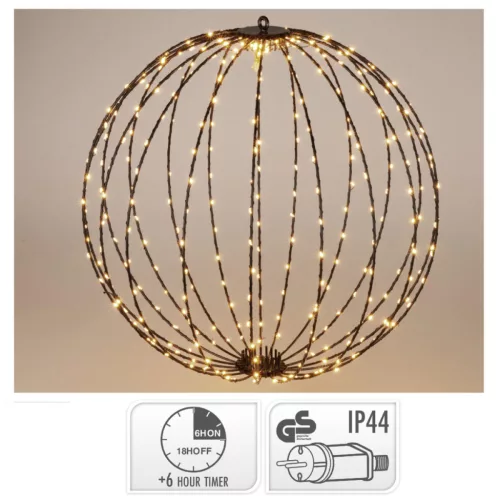 Gömb 240 LED-es időzítős adapteres meleg 40cm