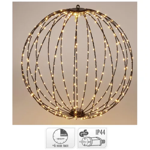 Gömb 320 LED-es időzítős adapteres meleg 50cm