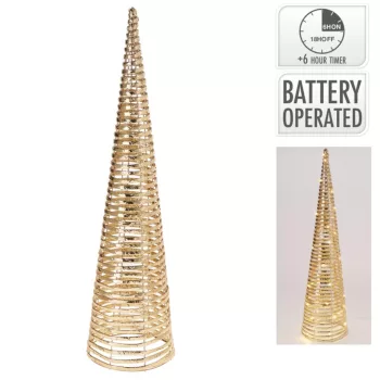   Kúp 60 LED-es időzítős elemes (elem nélkül) arany M80cm