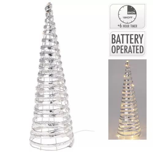 Kúp LED-es időzítős elemes (elem nélkül) ezüst M40cm