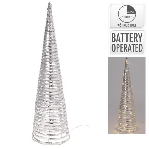 Kúp LED-es időzítős elemes ezüst 60cm
