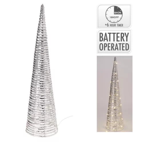 Kúp 60 LED-es időzítős elemes (elem nélkül) ezüst M80cm