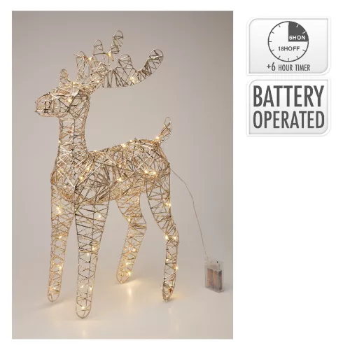 Vessző szarvas 60 LED-es elemes időzítős 60cm