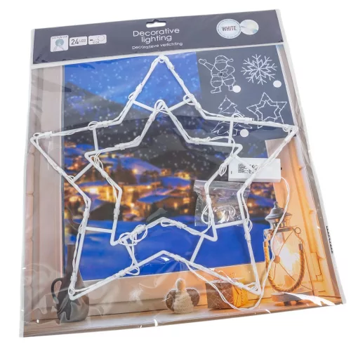 Karácsonyi csillag figura sziluett LED-es elemes (elem nélkül) hideg 38cm