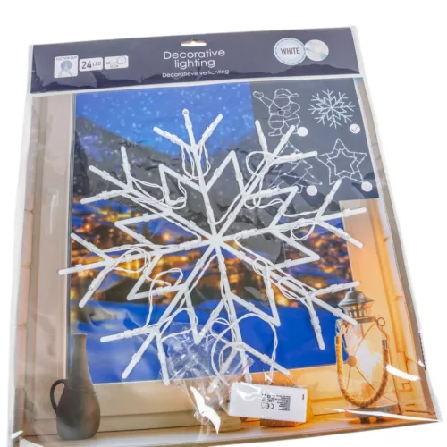 Karácsonyi hópihe figura sziluett LED-es elemes (elem nélkül) hideg 35cm