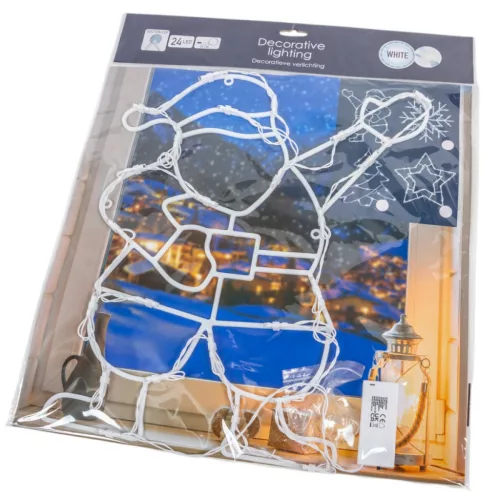 Karácsonyi mikulás figura sziluett LED-es elemes (elem nélkül) hideg 42cm
