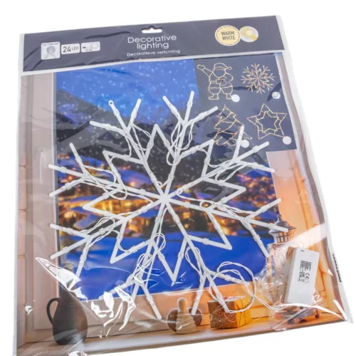 Karácsonyi hópihe figura sziluett LED-es elemes (elem nélkül) meleg 35cm