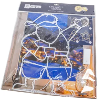   Karácsonyi mikulás figura sziluett LED-es elemes (elem nélkül) meleg 42cm