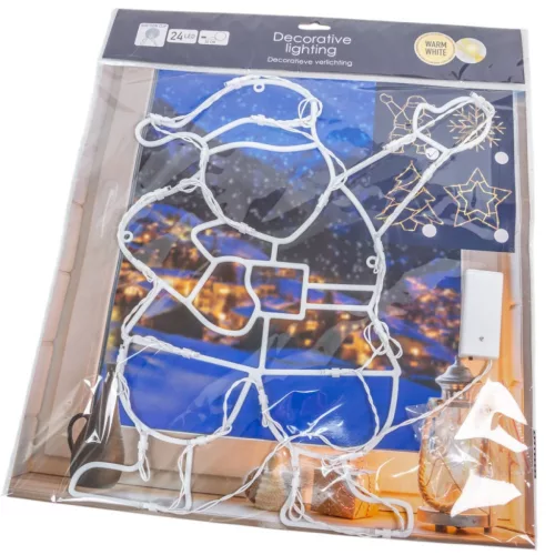 Karácsonyi mikulás figura sziluett LED-es elemes (elem nélkül) meleg 42cm