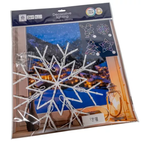 Karácsonyi hóember figura sziluett LED-es elemes (elem nélkül) multi 42cm