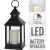 Lámpás LED-es gyertyával fekete (időzítős elemes) M23cm