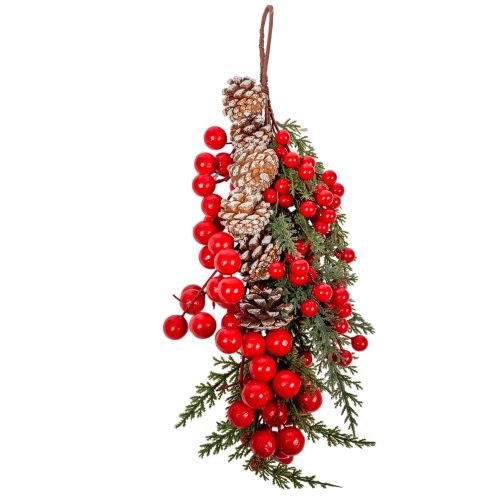 Bogyós,tobozos fenyő dísz akasztós 50cm