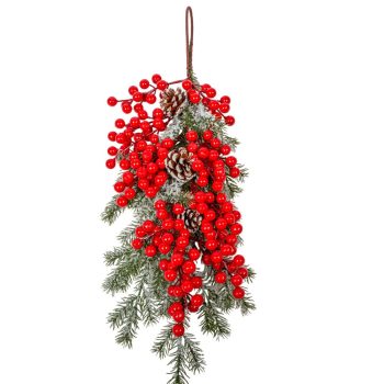 Bogyós, tobozos fenyődísz akasztós 60cm