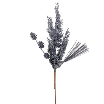 Glitteres ág grafit 68cm