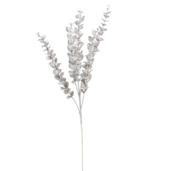 Glitteres eukaliptusz ág ezüst 83cm