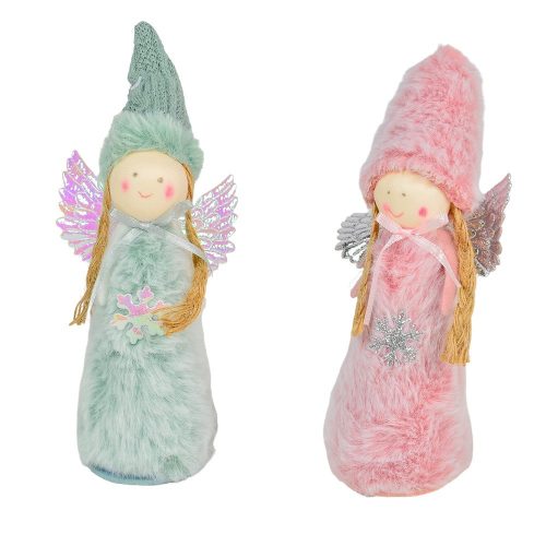 Szőrös angyal glitteres szárnnyal M18cm