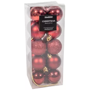 Műanyag gömb skarlát piros 4cm 20db-os