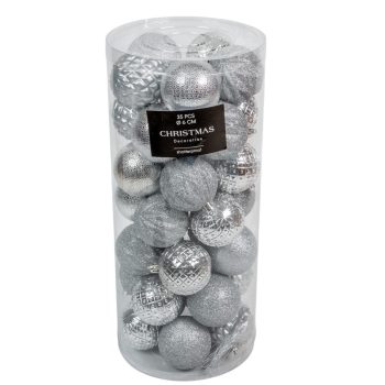 Műanyag gömb ezüst 6cm 35db-os