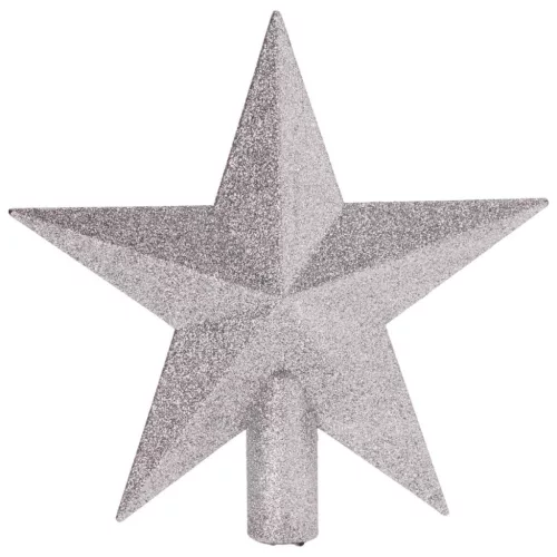 Csillag csúcsdísz glitteres ezüst 19cm 