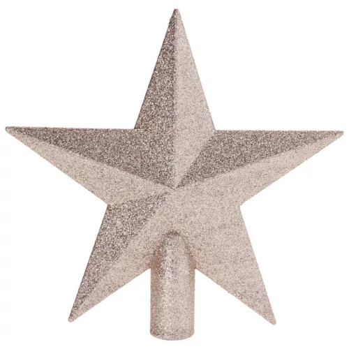 Csillag csúcsdísz glitteres fehér 19cm 