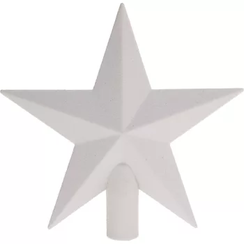 Csillag csúcsdísz glitteres fehér 19cm 